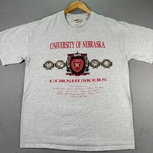 Vintage University of Nebraska Cornhuskers T-Shirt Mens XL Gray NCAA Made in USA
